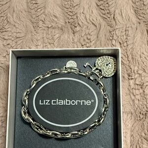 Liz Claiborne Silver Chain Bracelet with Heart Charm
